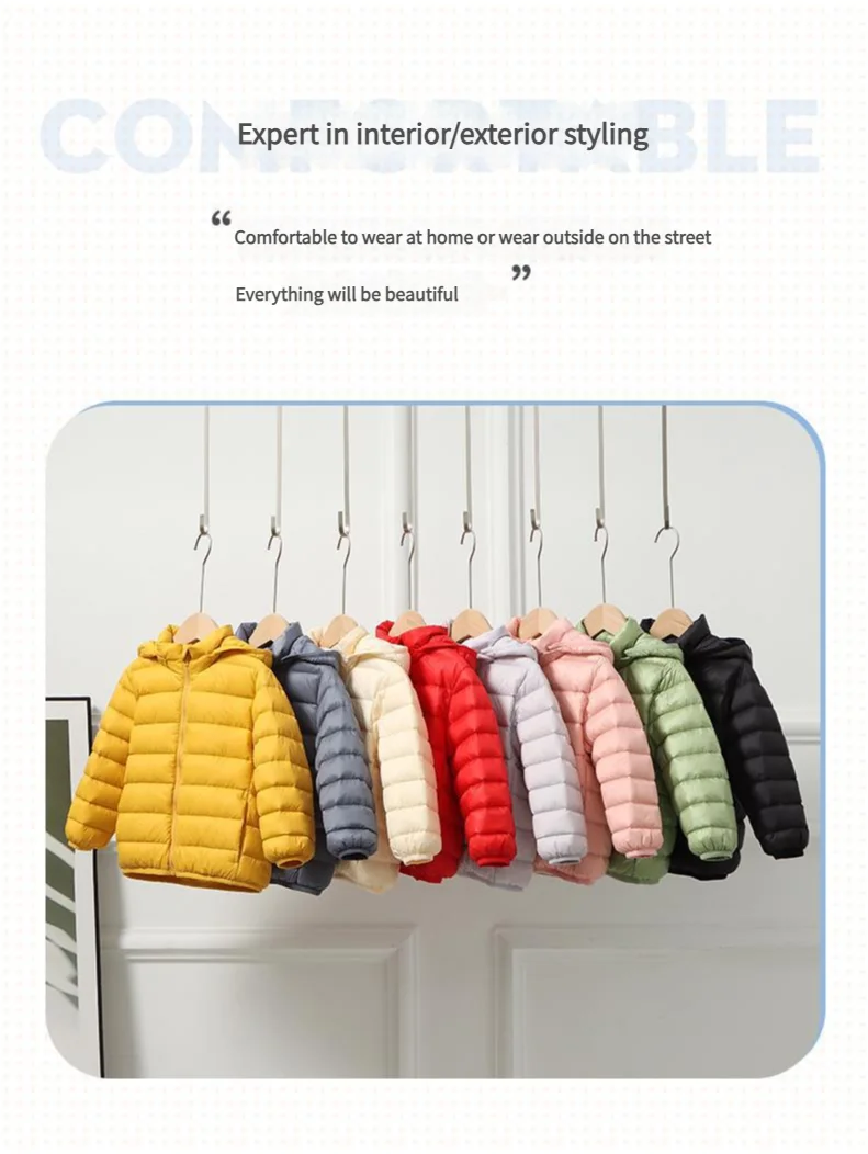 Custom Logo Child Down Coat Ultra Feather Down Hooded Best Quality lightweight Windproof Padded Sport Puffer Jacket For Children