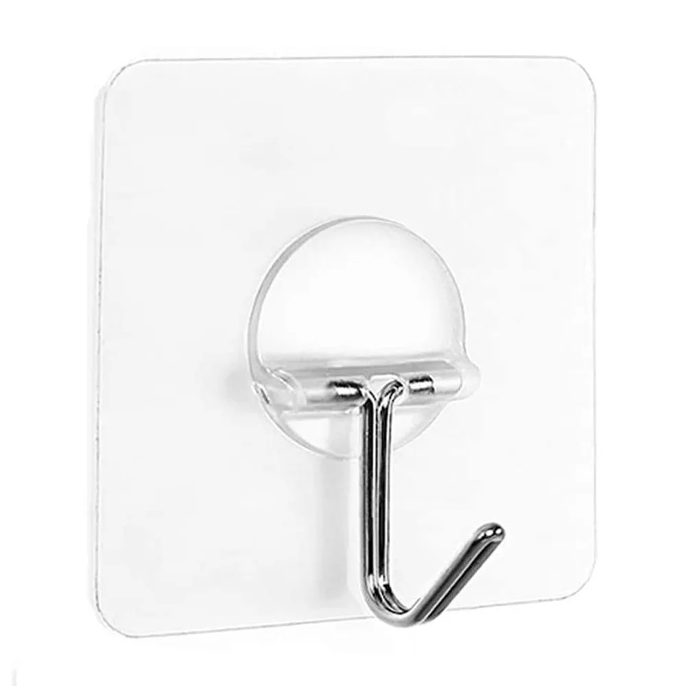 800239 Waterproof and Oilproof Transparent Seamless plastic adhesive Wall Hooks Heavy Duty Self Adhesive Hooks for Kitchens