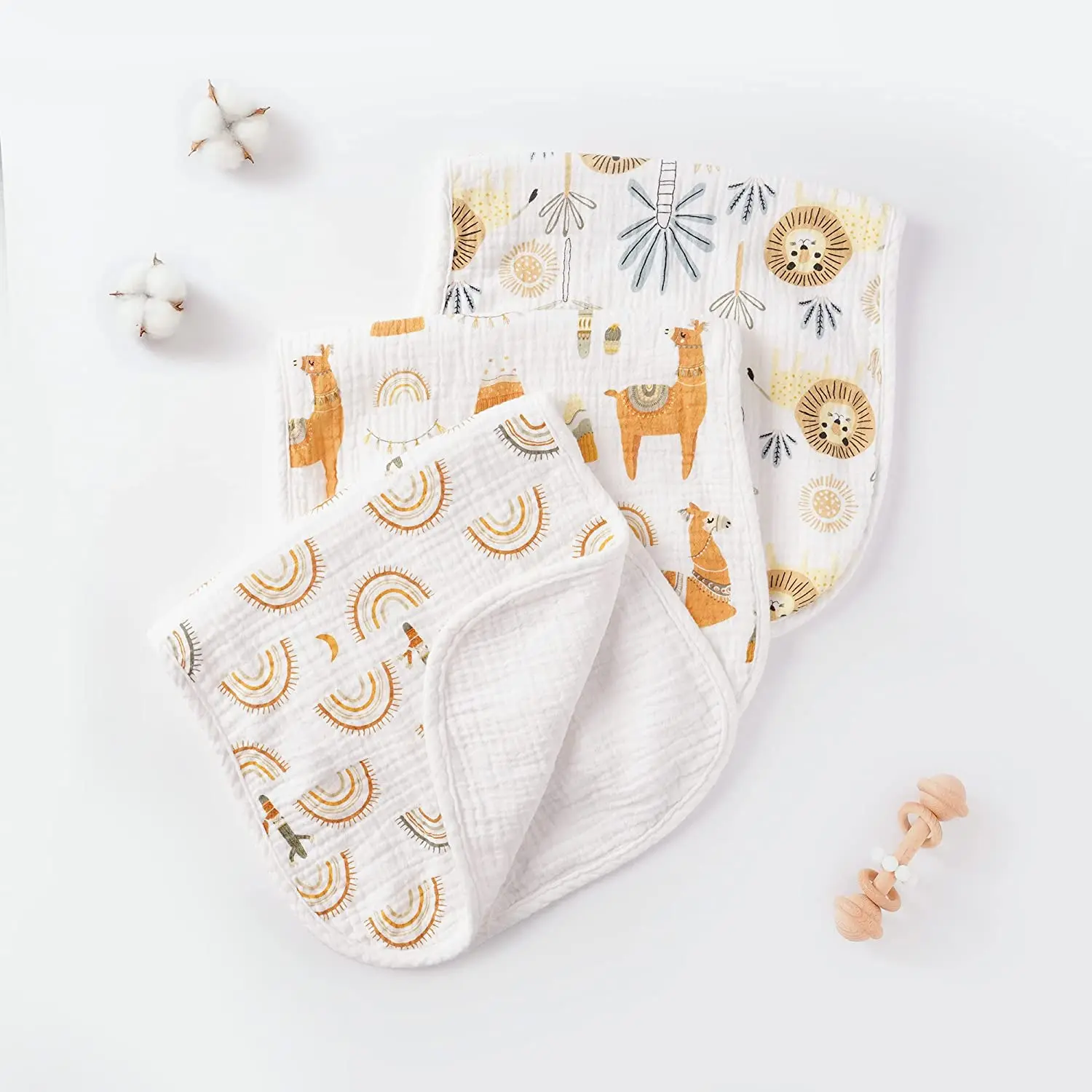 2023 Super Absorbent 5 Pack Muslin Burp Cloths 100% Cotton Baby Washcloths 6-Layer Bath Towel or Burp Cloths for Baby Girl Boy