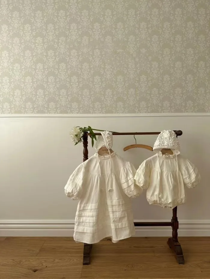 2023 spring autumn infant toddler baby girls ruffles romper newborn baby kids long sleeve jumpsuit solid brown clothing 86051