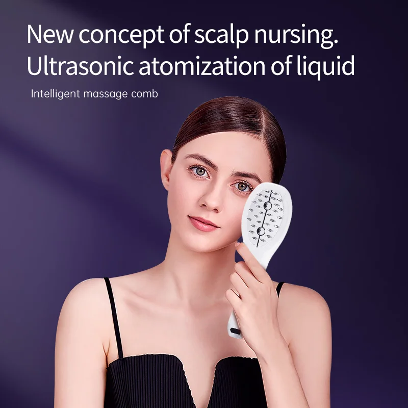 Atomized Essential EMS Hair Loss Massage Therapy Ions Vibration Red Blue Light Hair Therapy Scrap Massage Brush