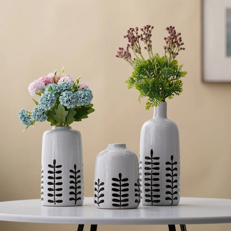 Nordic Ceramic Vase for Wedding Decorations Modern Luxury Tabletop Artificial Flower Antique Pottery