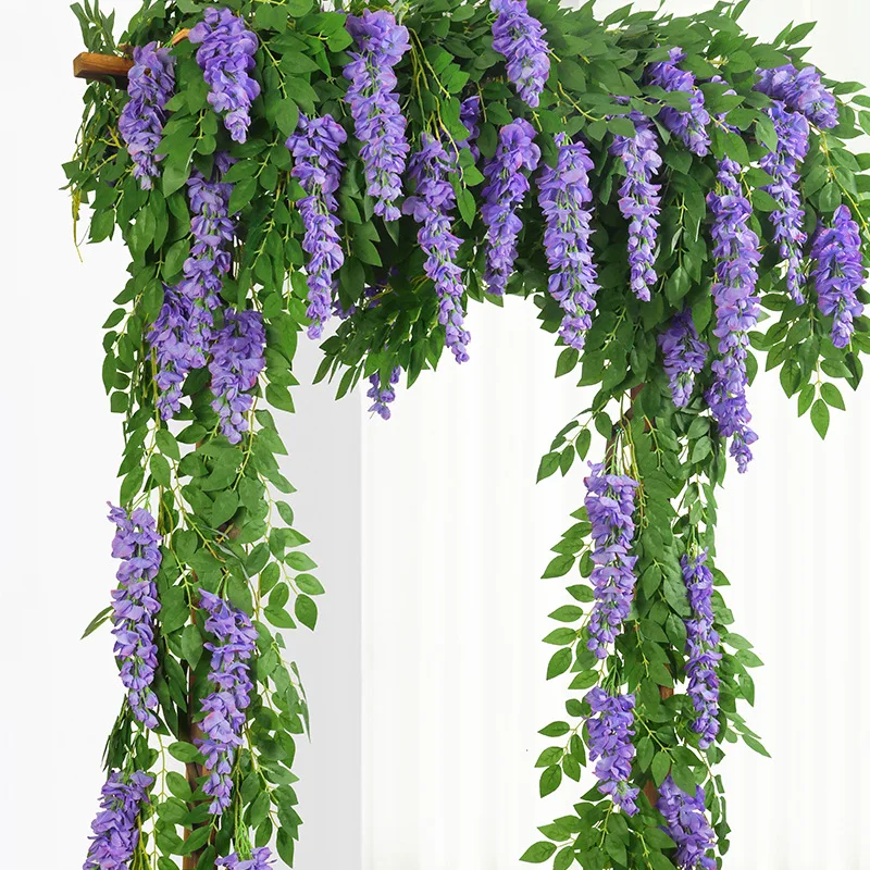 XL-01 Temu High Quality Faked Silk Multicolor Flower Garland Rattan Hanging Artificial Wisteria Vine for Home Party Decor