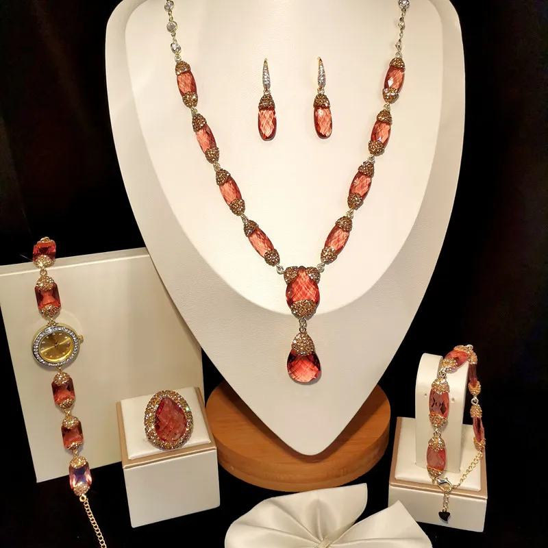 Turkish Jewelry Exotic Style Jewelry Colorful Stone Sultan Stone 5 pieces fashion exquisite custom jewelry set