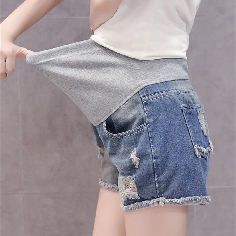 Летние модные рваные джинсовые шорты с эффектом подтяжки живота для мам и беременных женщин, новинка 2019