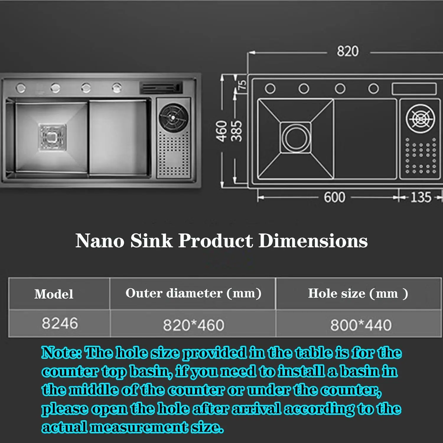 Manufacturer Stainless Steel Anti-scratch Handmade single bowl sinks dish storage rack smart sink kitchen with glass rinser