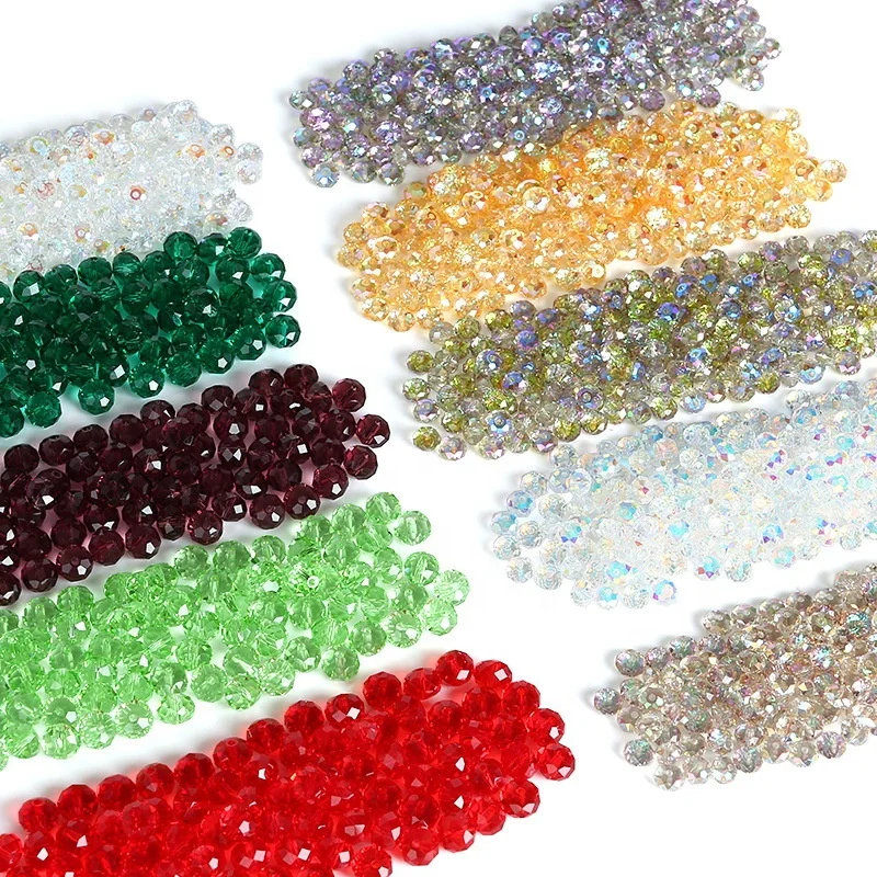 3A Electroplated Aurora Illusion Colored Glass Crystal Beads Loose Bead Cut Flat Bead Diy Jewelry Accessories