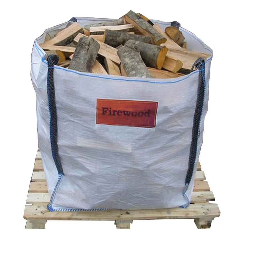 1 Tonne 1000kg 1.5Cubic meter UV Mesh Firewood Bag Packaging Big bulk Bag Breathable vents ventilated Jumbo Bag FIBC Super Sack