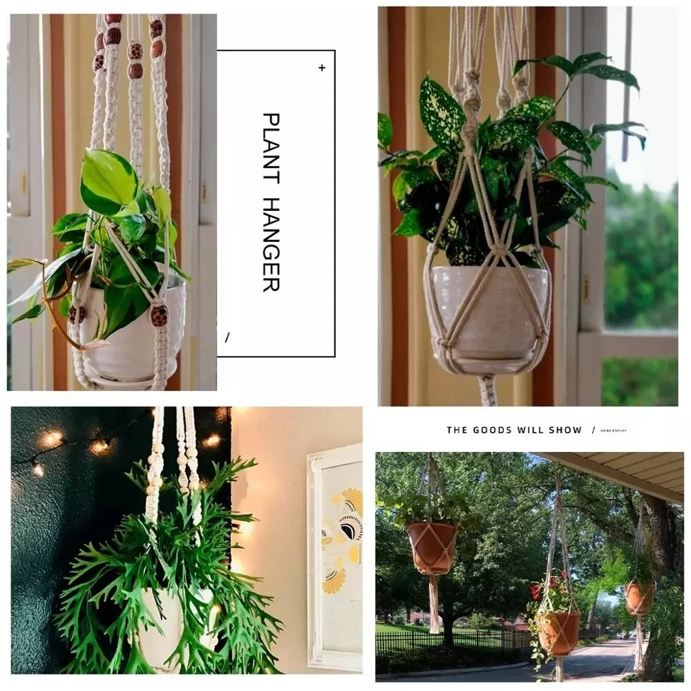 Macrame Plant Hanger Baskets Flower Pots Holder Balcony Plant Hanging Decoration Cotton Rope Hanger