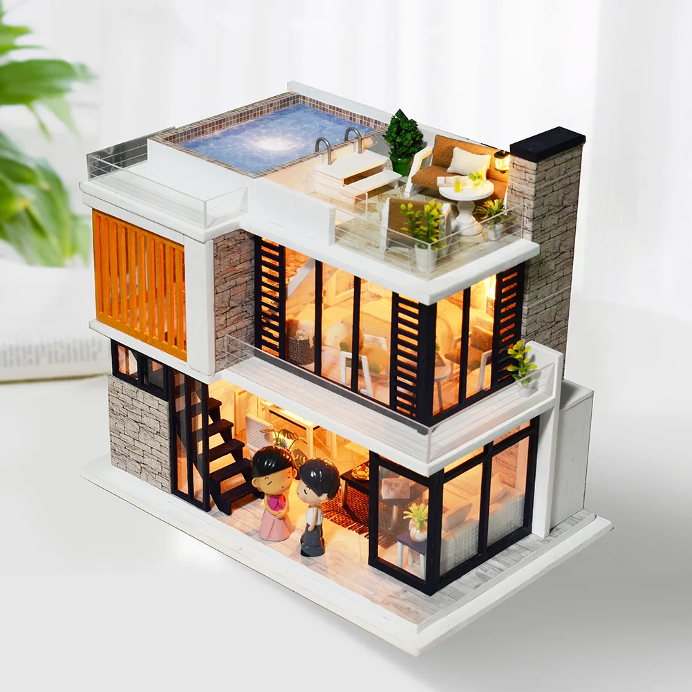 3D DIY Assembly Wooden Handmade Assembled Mini Building Blocks Gifts Toy Birthday House Wholesale Doll Houses