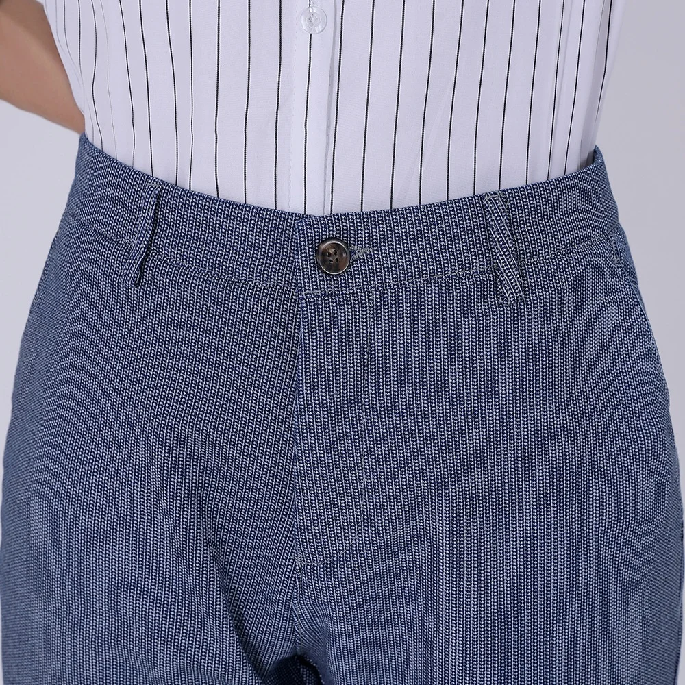 Мужские деловые повседневные брюки высокого класса 2024 весна Новое поступление свободные прямые синие в горошек завязка на талии кросс-бордюр