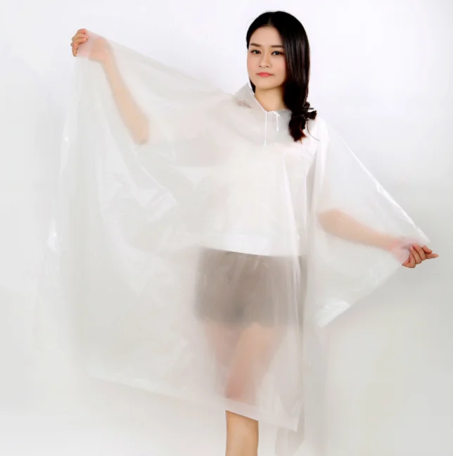 Eco-friendly Waterproof Hooded Reusable Outdoor Eva Lightweight Raincoat Poncho Rain Coat