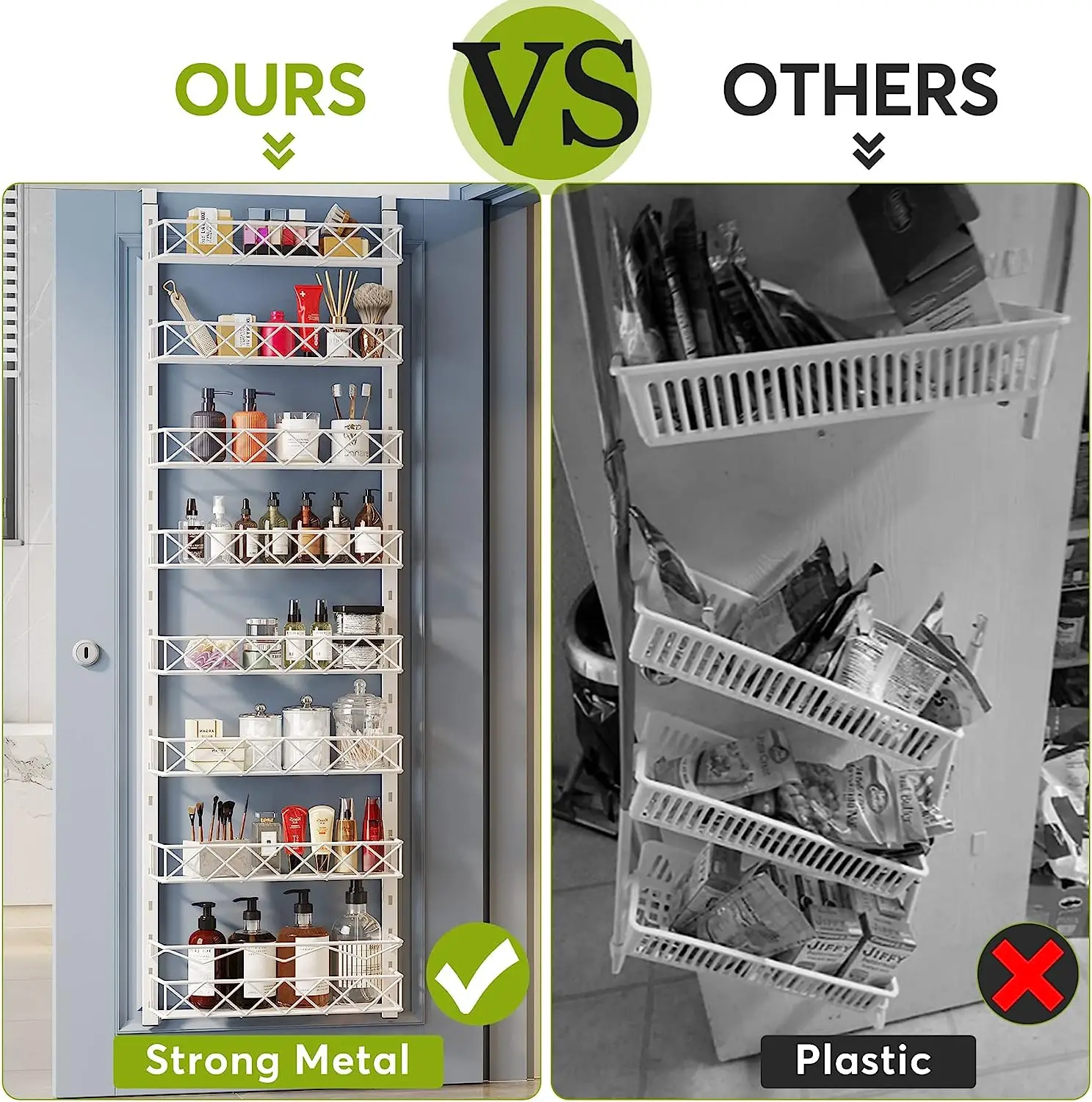 Over The Door Pantry Organizer Rack 8-tier Storage Holders & Racks Adjustable Pantry Organization and Storage Slim Silicone 200