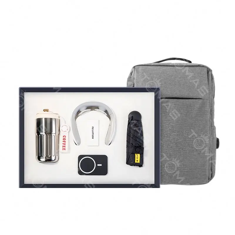 Mug Umbrella Mag Safe Wireless Power Bank  Neck Massager Computer Bag Corporate Gift Set 5IN1 Year-End Anniversary Business Gift
