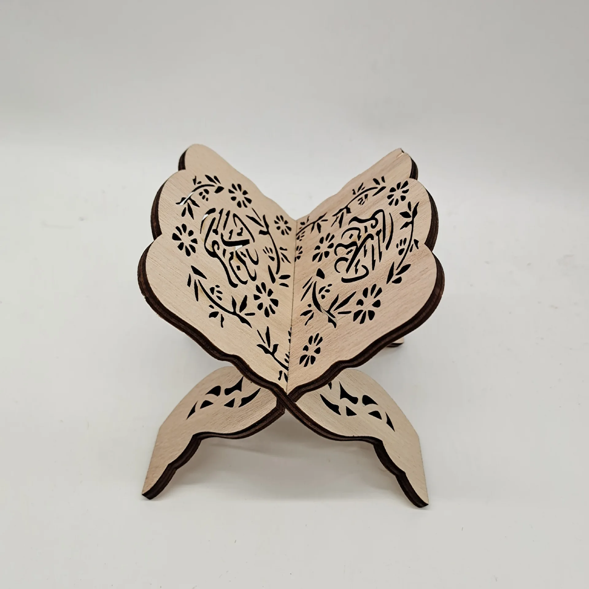 DAMAI Carved Wooden Quran Holder Adjustable Stand Folk Art Style Islamic Quran Shelf for Home Display Handmade Muslim Gift
