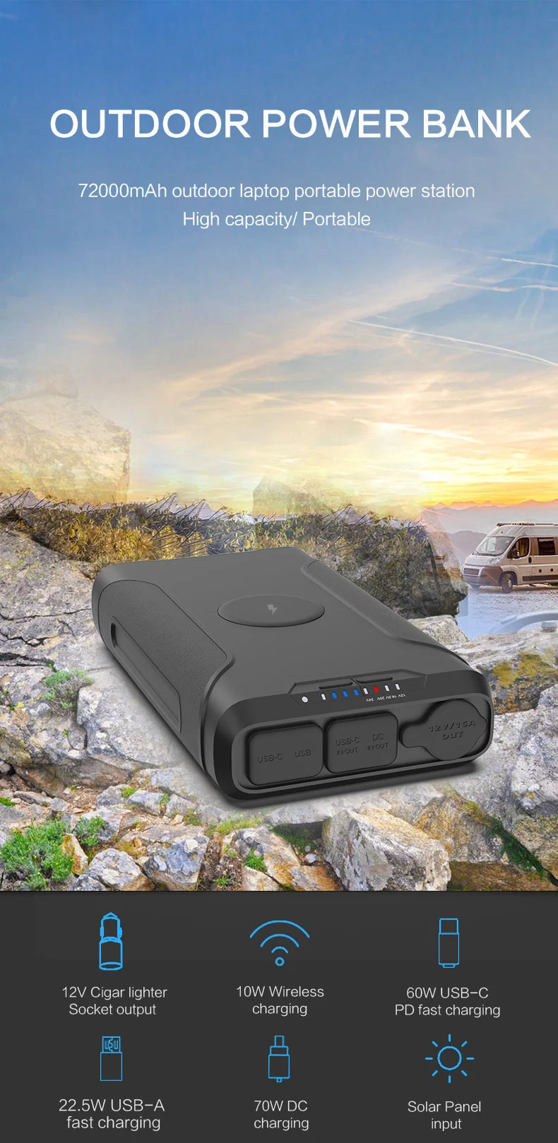  Portable Power Station GP14 266Wh Backup Lithium Battery Solar Charging for Outdoors Camping Travel Hunting