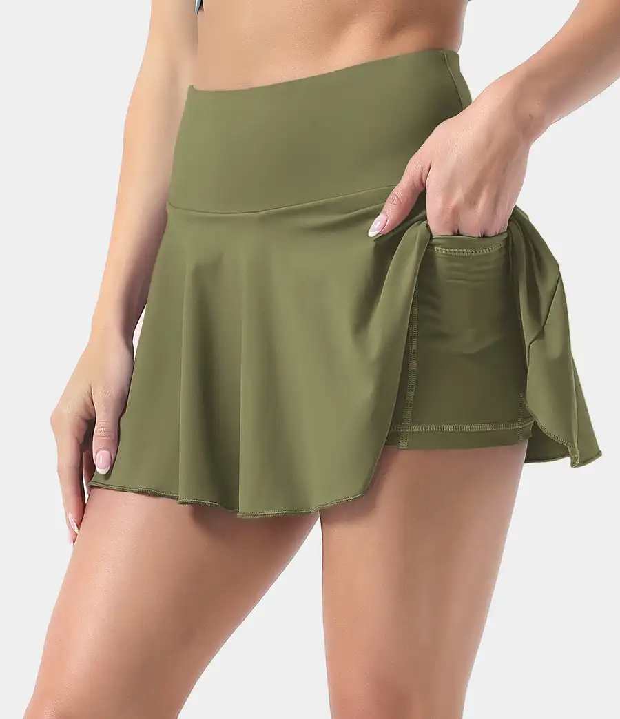 Пользовательская теннисная юбка, юбка для гольфа, женская мягкая Спортивная плиссированная юбка со встроенными карманами