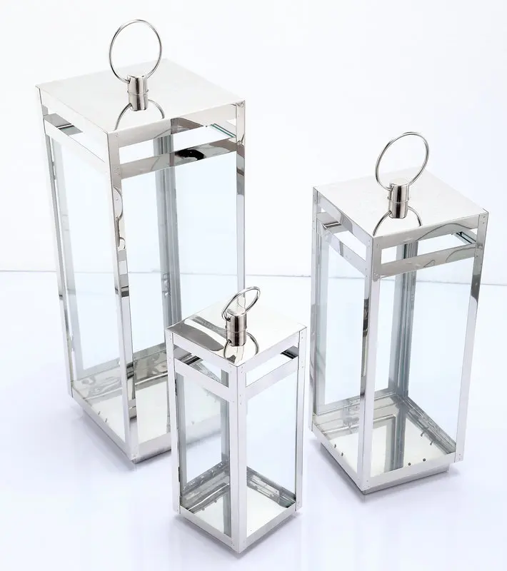 Set of 3 Indoor and Outdoor Popular Good Quality  Garden Decoration Stainless Steel Candle Lantern