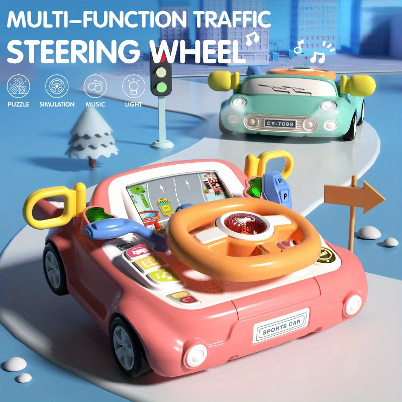 car steering wheel toy simulation driving game with light music multi-functional educational toys for kids
