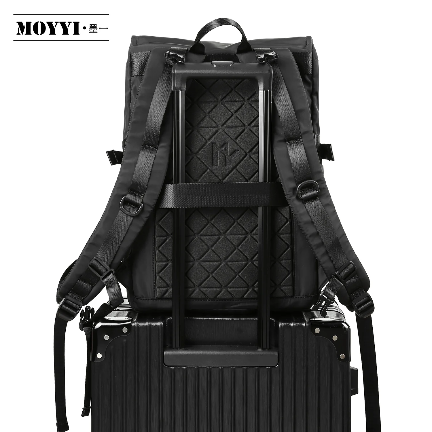 Black Novelty Innovative Roll Top Backpack Waterproof Multifunction Expansion Laptop Backpack for Men Backpack Manufacturer