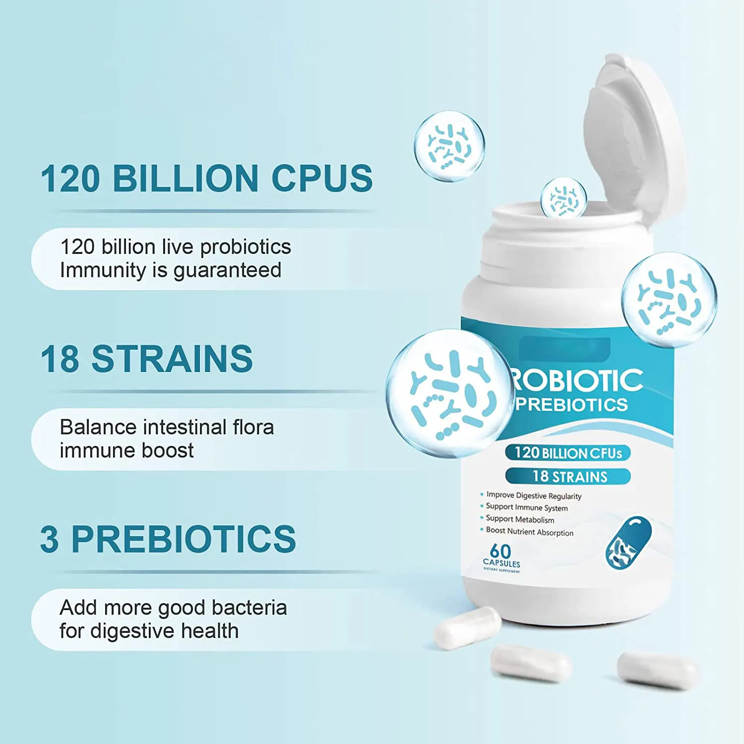 OEM Organic Probiotics 100 Billion Formulated Probiotics for WOMEN MEN Complete Shelf Stable Probiotic Supplement capsules