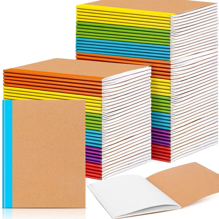 Kraft Paper Notebooks Blank Page Kraft Writing Notepad Sewn Travel Journal A6 Pocket Memo Pad Unlined Subject Notebooks