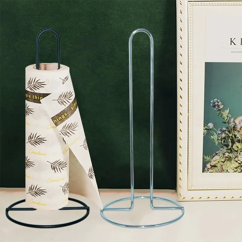 Home Kitchen Towel Holder Toilet Metal Tissue Roll Standing Shelf Paper Holder Stand
