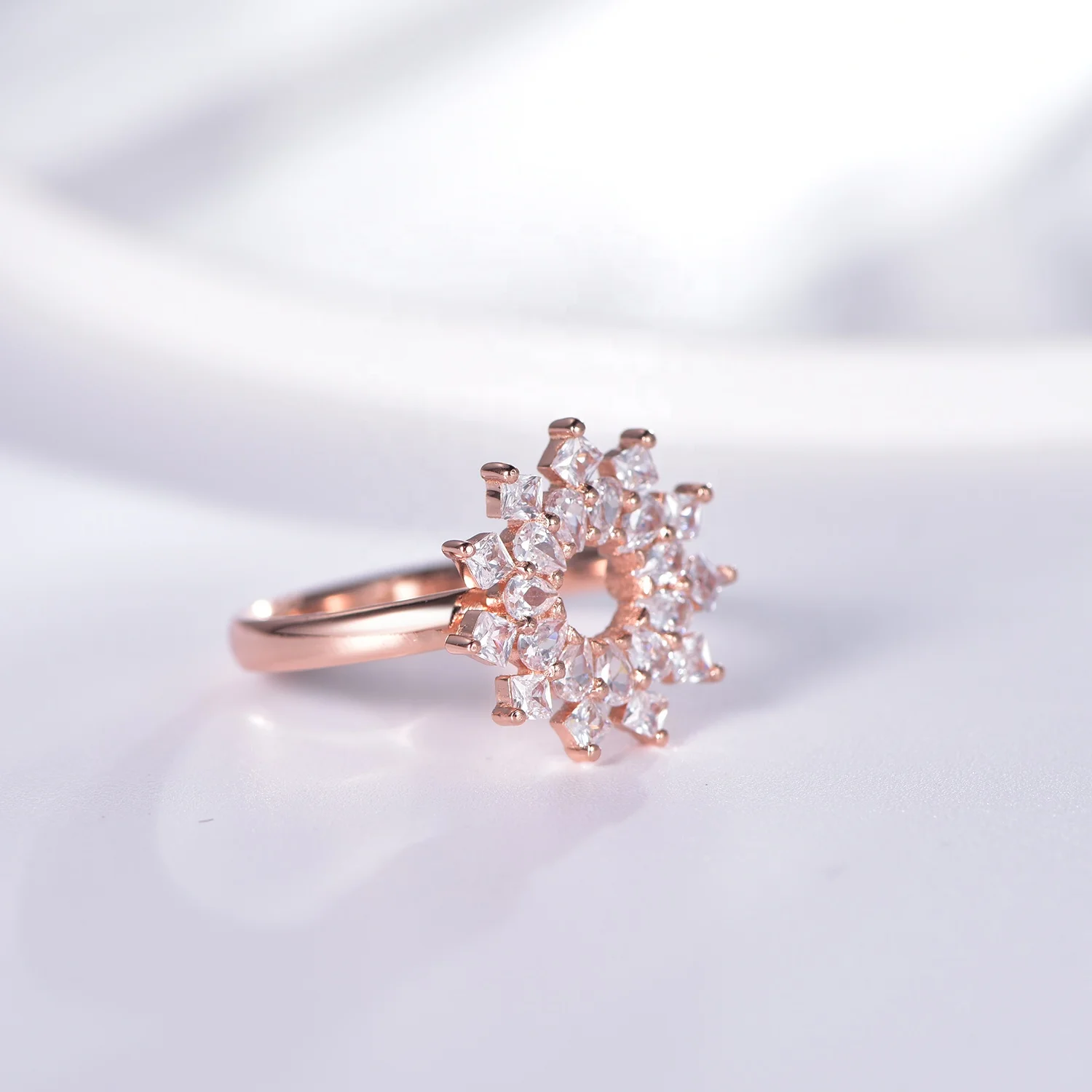 zircon ring rose gold bands woman jewelry sterling silver rose gold plated rings rose gold silver rings