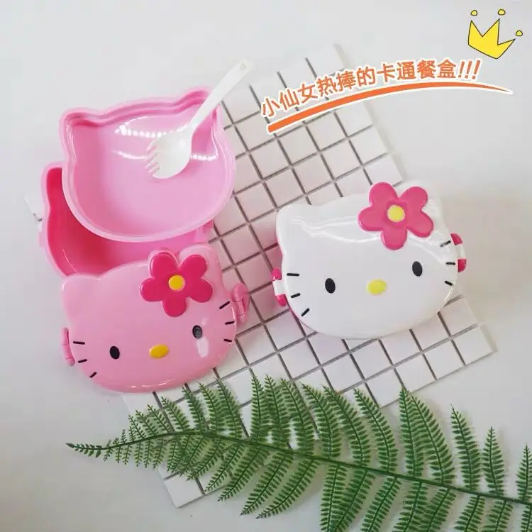 Direct Factory Wholesales 550ML cute cartoon design kitty cat shape kids cartoon lunch box with spoon