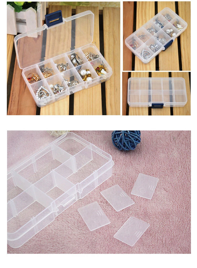 10 grids empty clear plastic rhinestone nail art diamonds studs storage case box