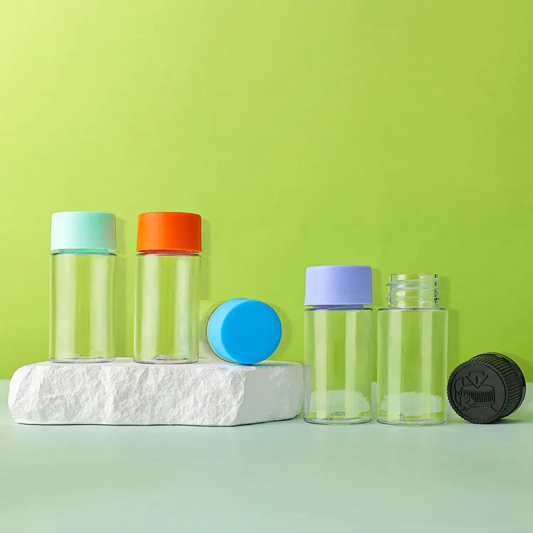 20ml 35ml 40ml Custom Smell Proof Bottle Packaging Wide Mouth Child Resistant Proof Vial Small Plastic Pre Roll Tubes With Lid