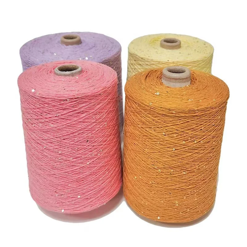 China Factory Wholesale Weaving hand knitting combed cotton colored transparent fancy bead yarn for DIY