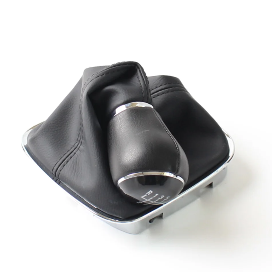 5 6 Speed chrome Leather Car Gear Shift Konb Gaiter Shifter Knob for VW POLO 2011 2017 Car Styling Accessories