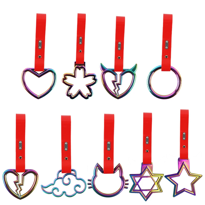 JDM Rainbow color Tsurikawa Ring JDM Drift Toy Handle Strap Tow For Train Bus Subway Car Drift bubble crystal car accessories