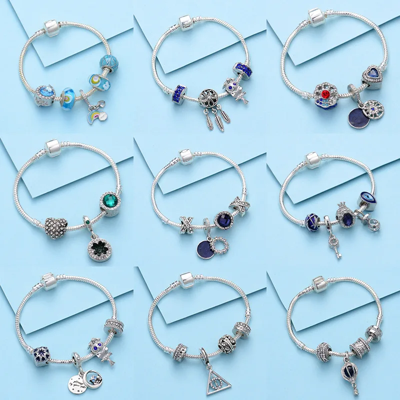 INS hot selling Blue Starry Sky Bracelet Snowflake Pumpkin Car diy Handmade Jewelry Glass Bead Bracelet