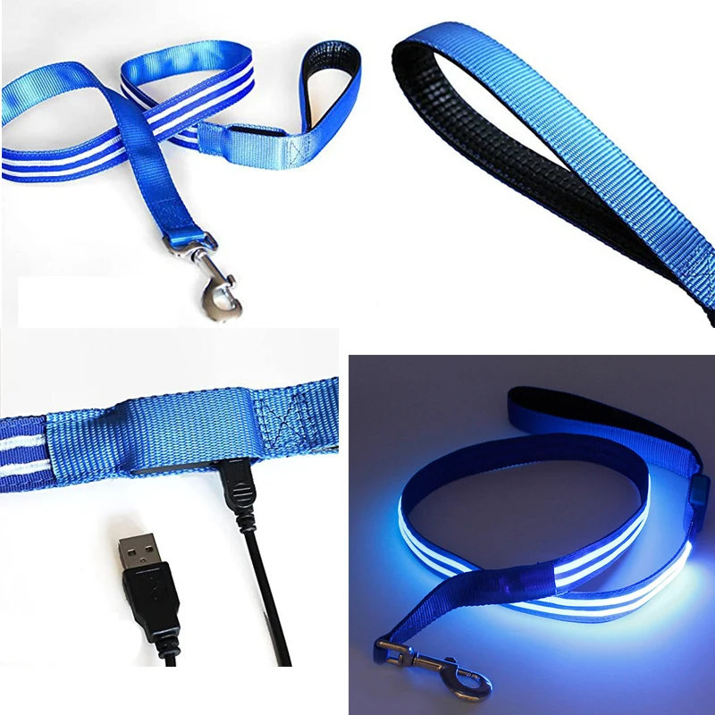 Amazon Hot Selling New Custom USB Rechargeable Flashing Pet Dog Leash Night Walking Safety Dog Leash Led
