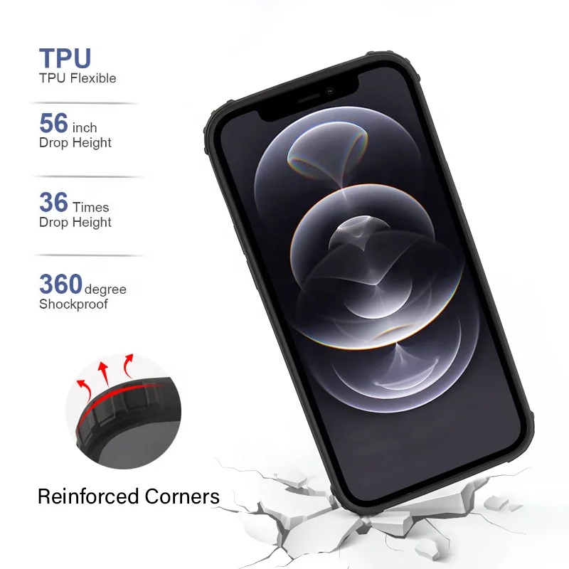 Mobile phone protective cover TPU soft frame plus high permeability PC shell with ring bracket magnetic car usable ip 13