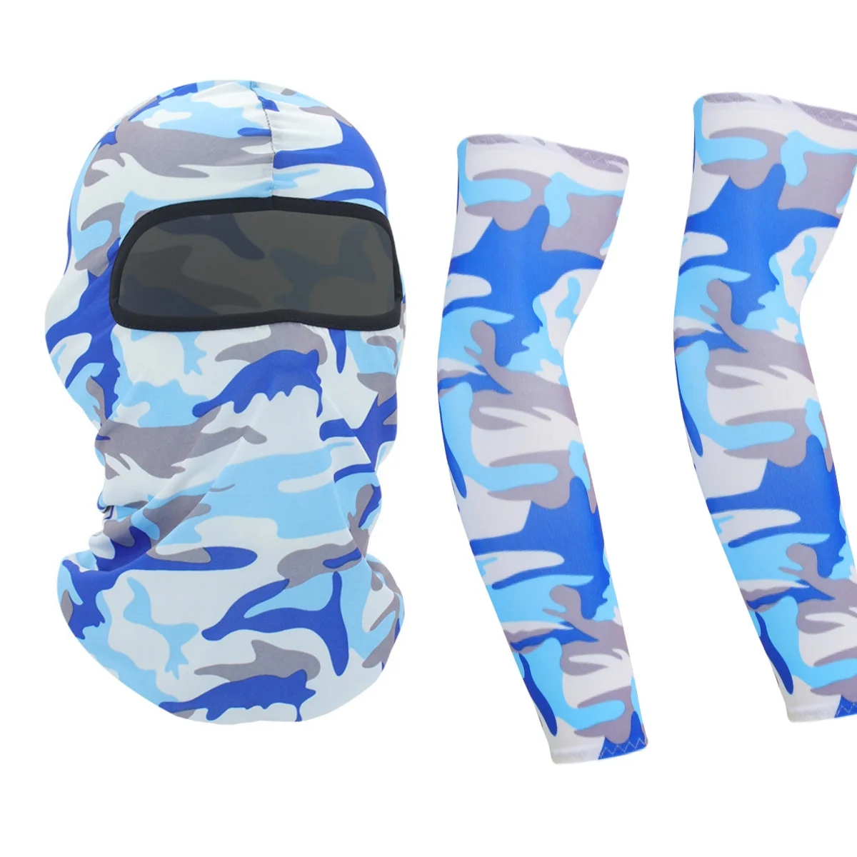 Outdoor Cycling Head Cover Full Face Balaclava Ski Mask Suits Tactical Headgear Scarf  Balaclava Arm Sleeve Sets