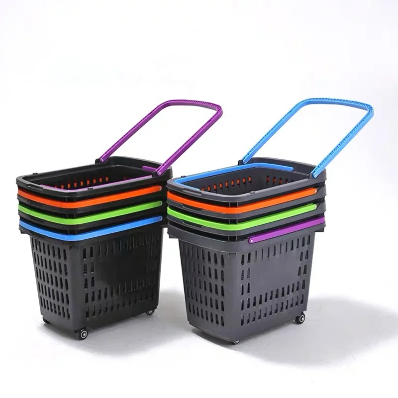Wholesale Rolling Plastic Shopping Baskets For Retail Stores