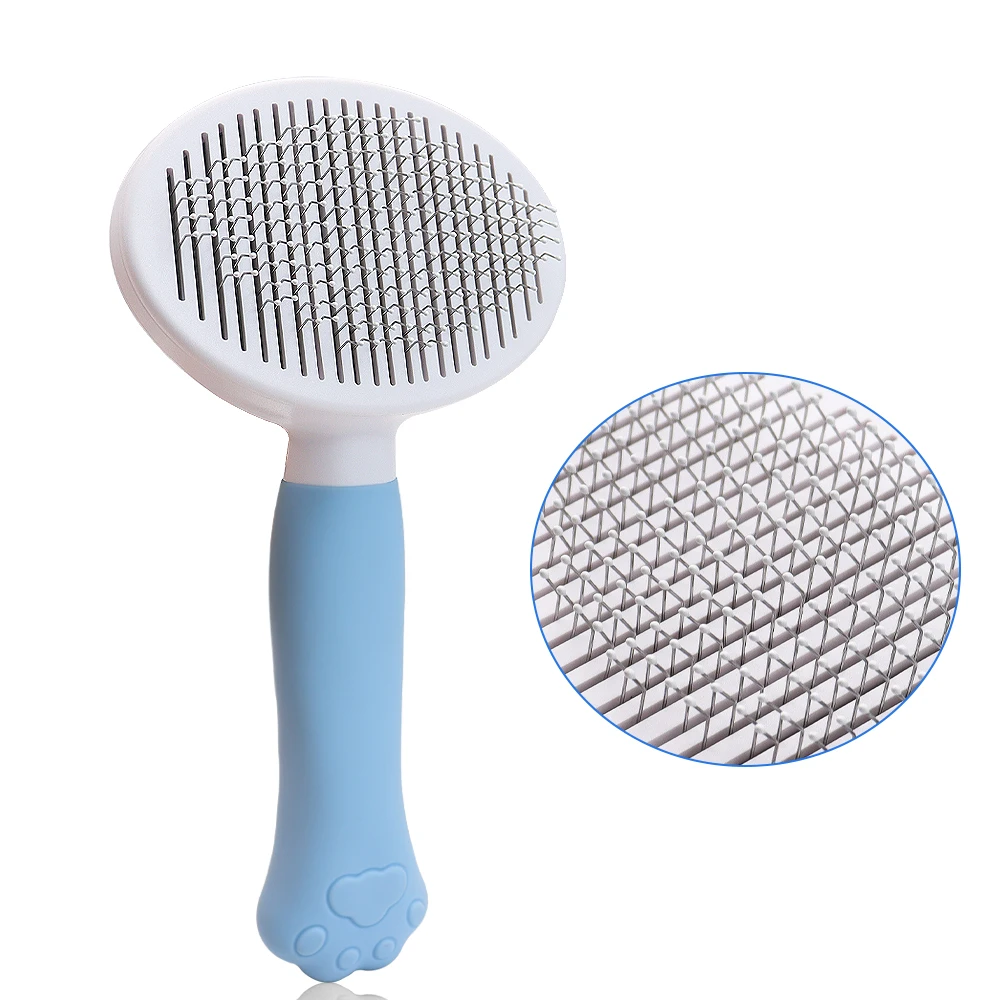 OEM & ODM Custom Logo Cat Dog Pet Hair Shedding Grooming Self Cleaning Slicker Pin Brush Tool