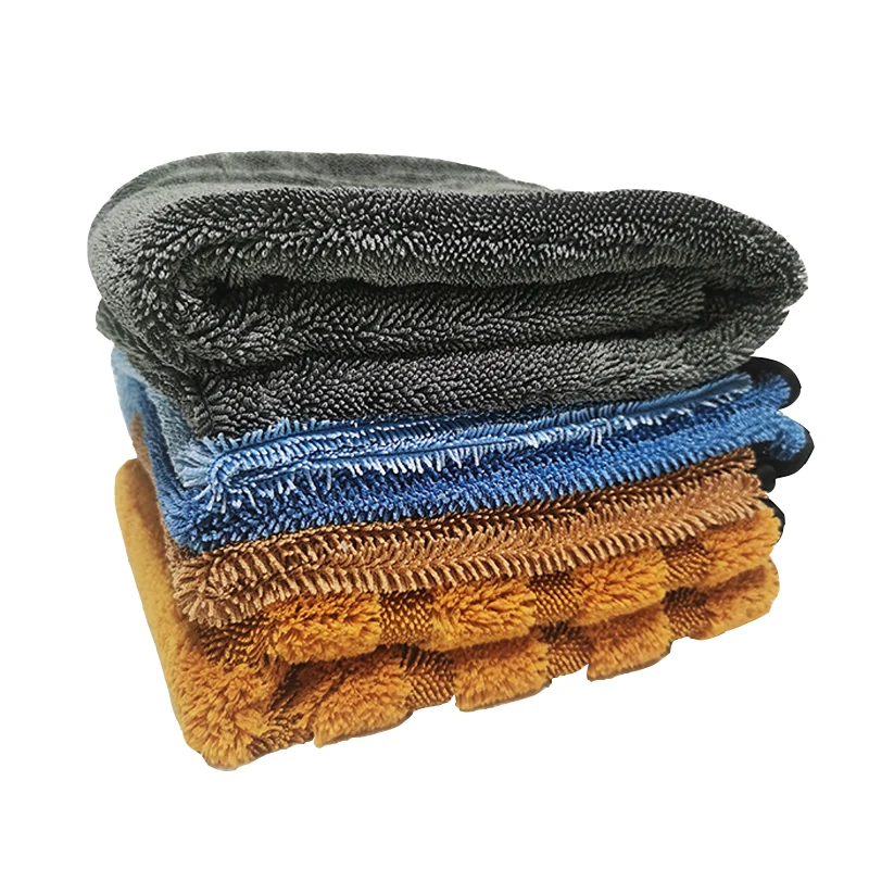 50*80 cm microfiber twisted drying towel double side 1400 gsm car washing towel