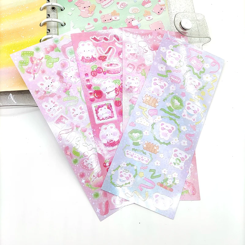 Custom Kiss Cut Sheet Lovely Journal Decoration Die Cut Gold Foil Holographic Sticker