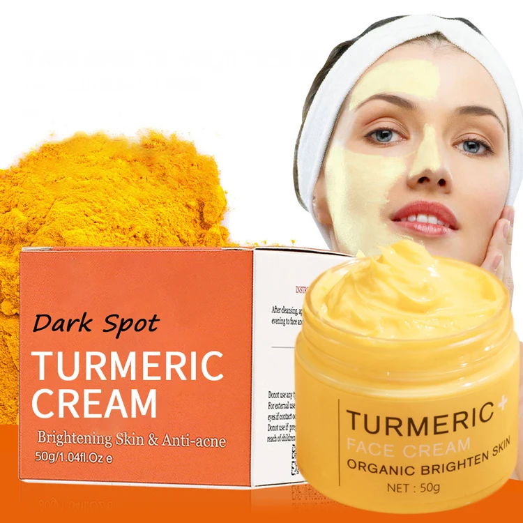 Private Label Organic Natural Dark Spot Removal Skin Care Tumeric Cream Cosmetics Moisturizer Turmeric Face Whitening Cream