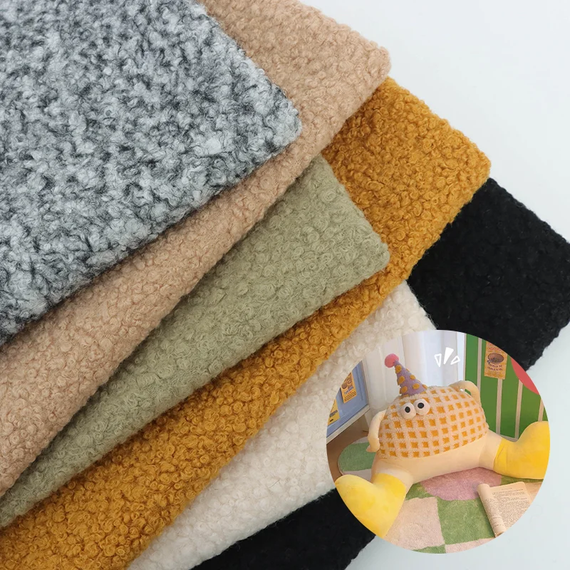 Direct Manufacturer Plush Toy, Sofa Cloth Boucle Fabric Knitting 100% Polyester Eco-Friendly Granular Teddy Fabric/