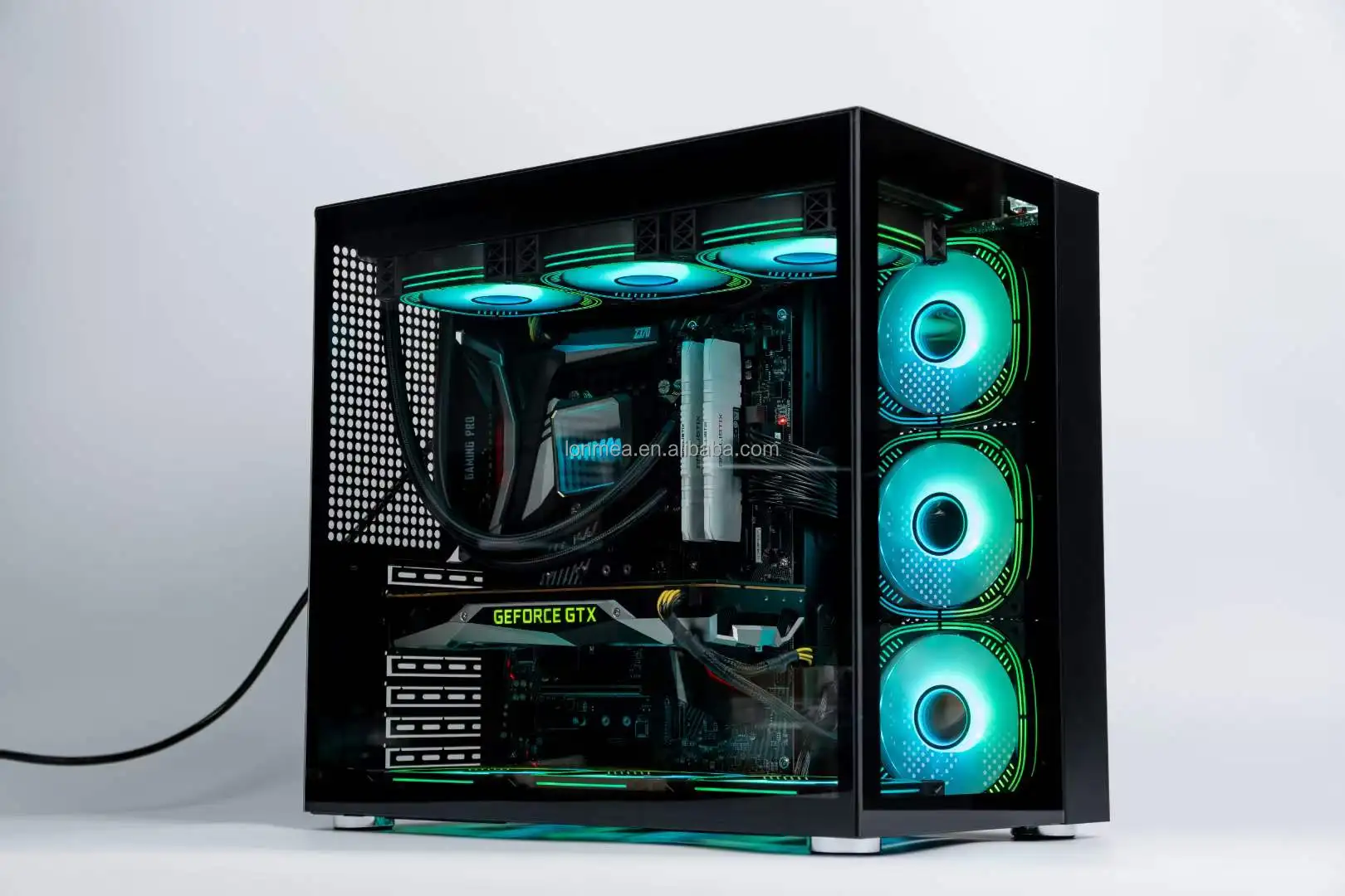 2022 Well Designed Vertical Graphic Cards Plug-in Super ATX Gaming Computer Case/Full View Cool Gamer PC Chassis with RGB strip