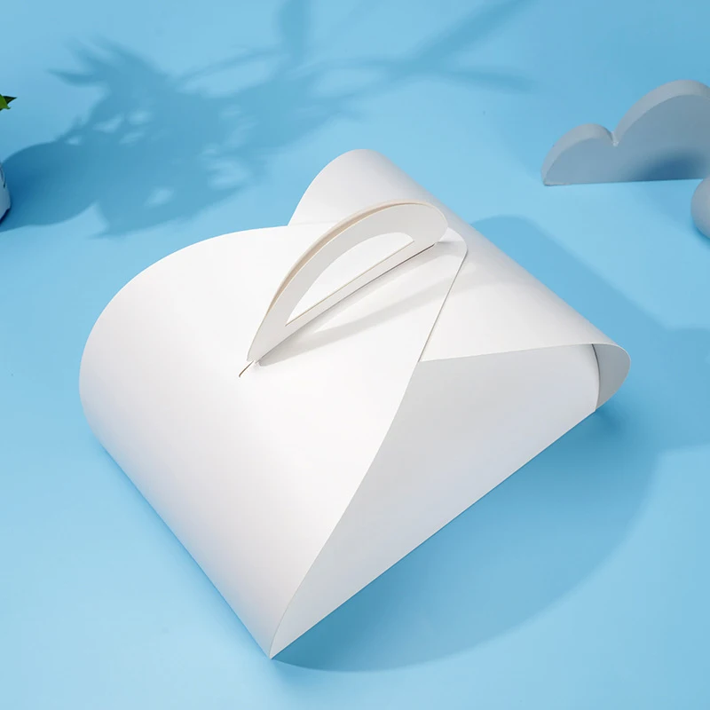 Handheld Chocolate White Card Color Customized Half Round Shaped Packaging Sandwich Macaron Paper Cake Packaging Box