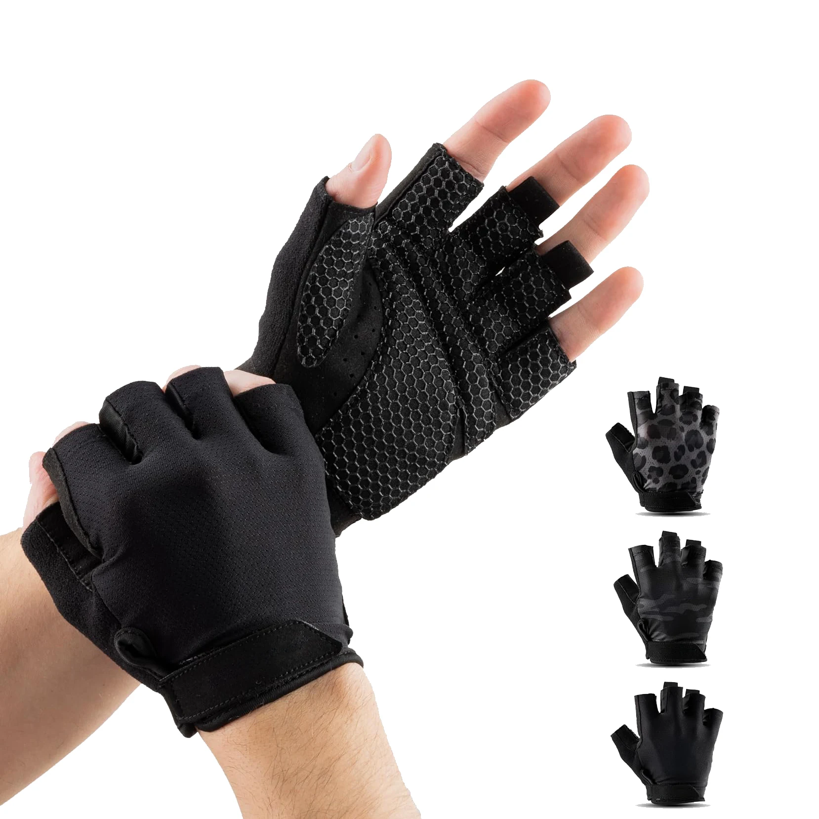 2024 Padded Workout Gloves Fingerless Gym Fitness Gloves Weight Lifting Pull-ups Pushups Training Full Palm Protection Exercise