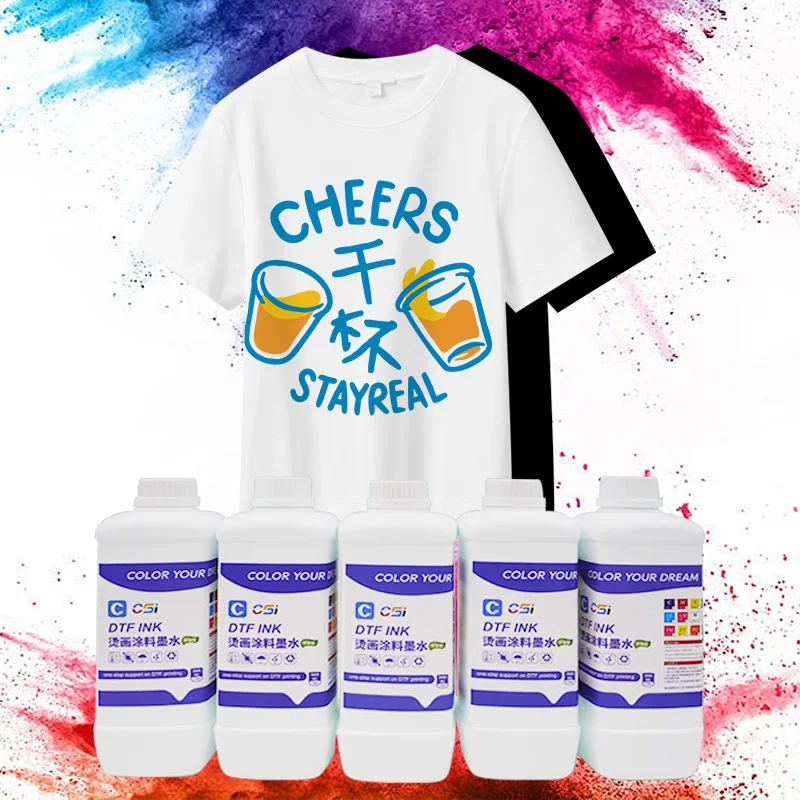 Factory Wholesale Price 1000ml Black Cmyk Magenta Yellow White Water Based Ink Sublimation Heat Transfer Dtf Ink