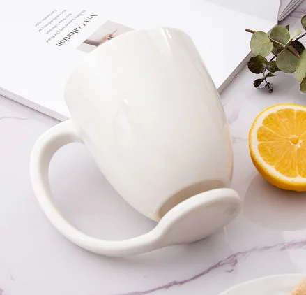 High-Value Household Suspended Ceramic Water Cup Simple Custom Logo Office and Back to School Coffee Mug Europe Design Style