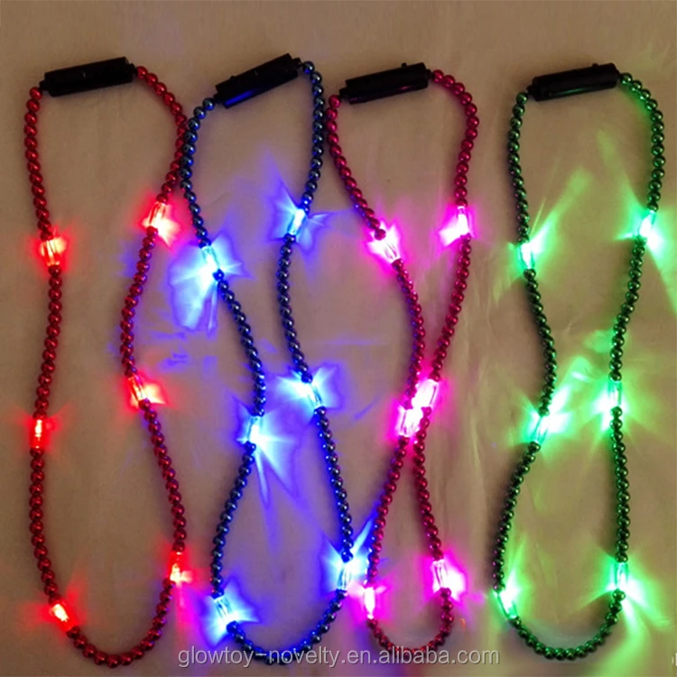 Beads Necklace Light up Necklaces Red White Blue Glow Necklaces Costumes Accessories for Birthday Party Favors Supplies